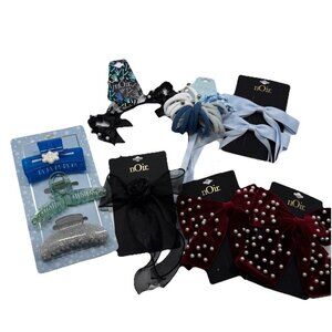 noir Hair Accessories Lot Bows Clips Scrunchies Velvet Pearl Bows Claw Clip Set